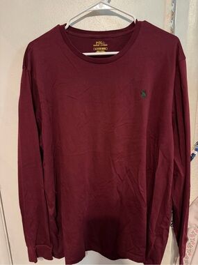 Ralph Lauren Long Sleeve Crewneck Shirt - Burgundy with Green Pony